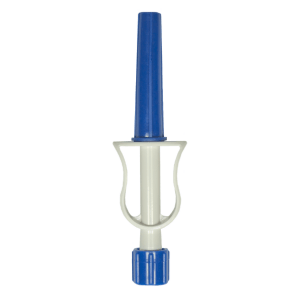 One Way Spike Luer Lock with Blue Spike Cap and Blue Luer Cap