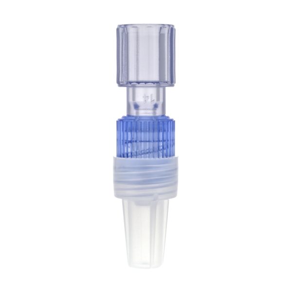 Rotating Male Luer Lock Connector Blue with Cap