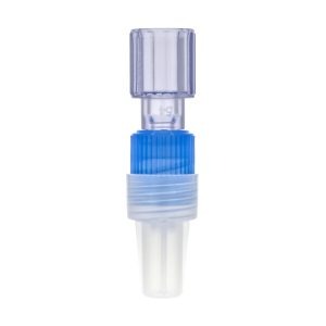 Rotating Male Luer Lock Connector Blue with Cap