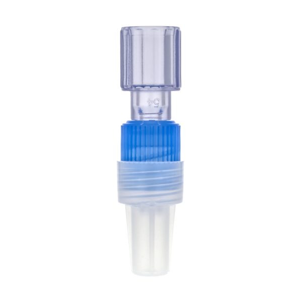 Rotating Male Luer Lock Connector Blue with Cap